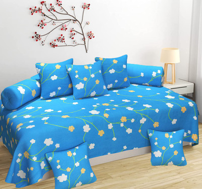 SQUBAFAB Cotton Abstract Diwan Set(Blue)