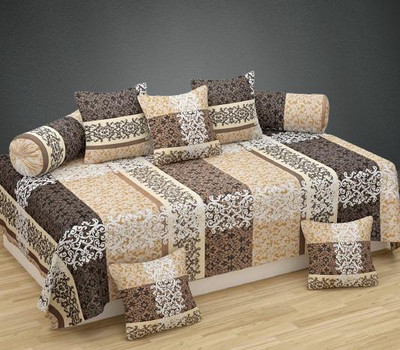 CLIDE Cotton Abstract Diwan Set(Multicolor)