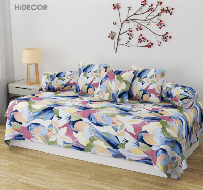 HIDECOR Cotton Abstract Diwan Set(Multicolor)
