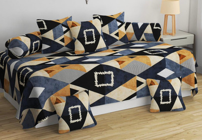 hargunz Polycotton Geometric Diwan Set(Multicolor)