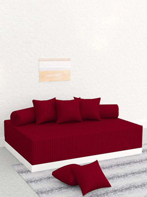 SCORCHERS Cotton Striped Diwan Set(Red)