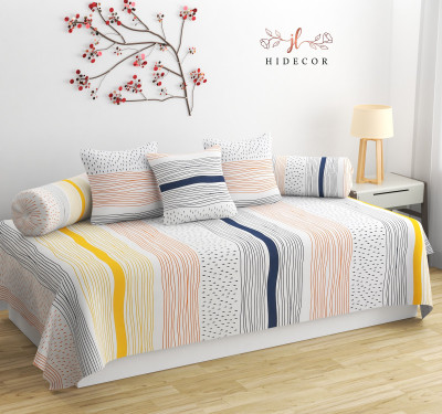HIDECOR Cotton Abstract Diwan Set(Orange)
