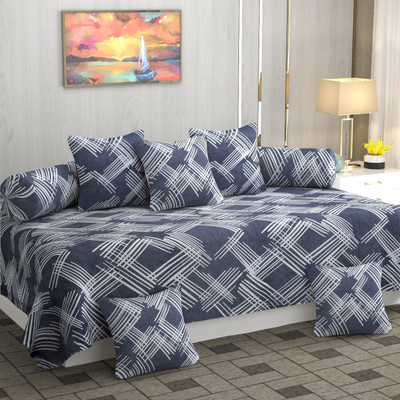 Zayva Home Polycotton Abstract Diwan Set(Grey)