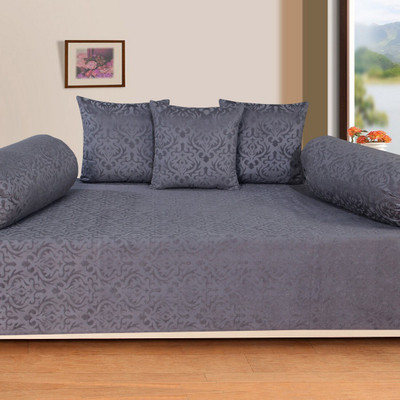 Flipkart SmartBuy Velvet Abstract Diwan Set(Grey)