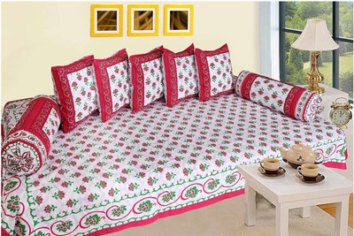 SkyKross Cotton Floral Diwan Set(Multicolor)