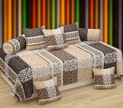 CLIDE Cotton Abstract Diwan Set(Multicolor)