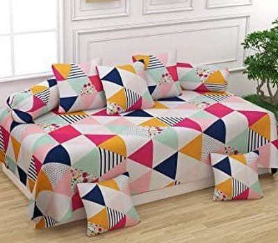 GEET TRADER Polycotton Abstract Diwan Set(Pink)