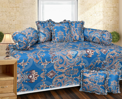 AKhandlom Cotton Abstract Diwan Set(Blue)