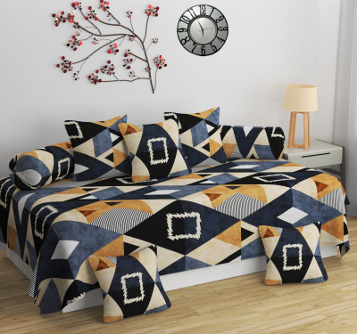 CLIDE Cotton Abstract Diwan Set(Multicolor)
