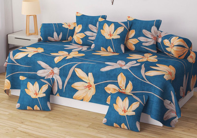 hargunz Polycotton Floral Diwan Set(Multicolor)