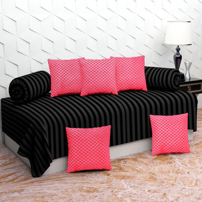 BROMWICK Polycotton Striped Diwan Set(Red)