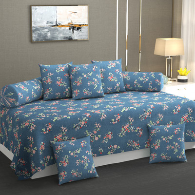 Amrange Polycotton Floral Diwan Set(Multicolor)