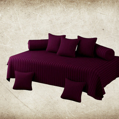 HOMYBEES Cotton Plain Diwan Set(Maroon)