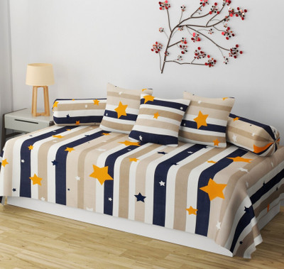 Flipkart SmartBuy Polycotton Striped Diwan Set(White)