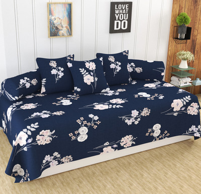 FOREVER FURNISH Polycotton Floral Diwan Set(Blue)