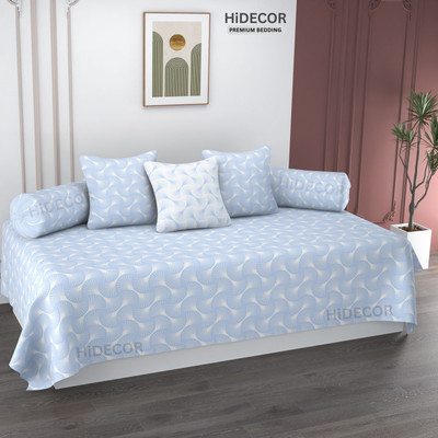 HIDECOR Cotton Abstract Diwan Set(Blue)