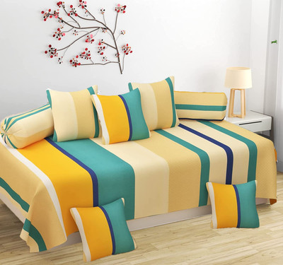 SQUBAFAB Cotton Abstract Diwan Set(Yellow)