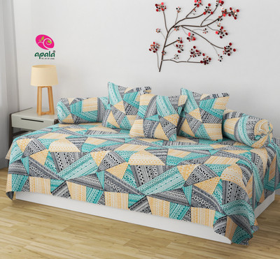 Apala Cotton Geometric Diwan Set(Multicolor)