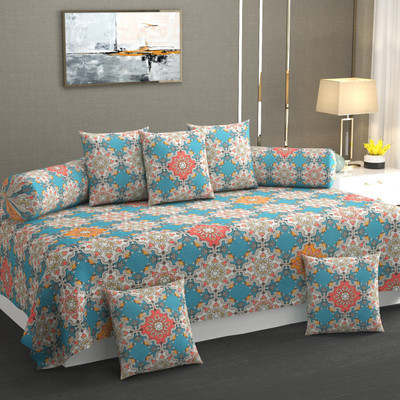Casa Confort Cotton Abstract Diwan Set(Multicolor)