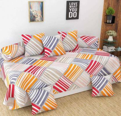 AJ fab Cotton Geometric Diwan Set(Multicolor)