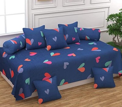 Pinkleaf Polycotton Abstract Diwan Set(Blue, Multicolor)