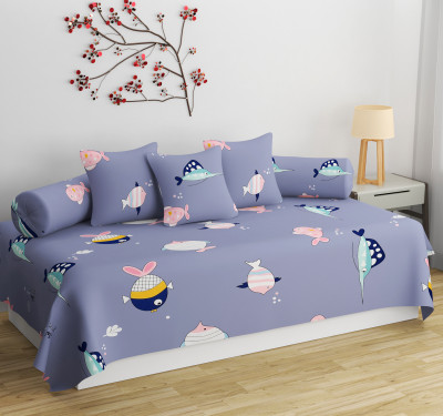 Apala Polycotton Cartoon Diwan Set(Blue)