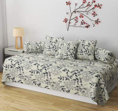 Flipkart SmartBuy Cotton Abstract Diwan Set(White)