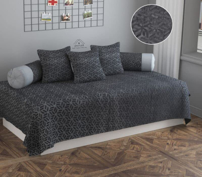 Zesture Chenille Plain Diwan Set(Grey)