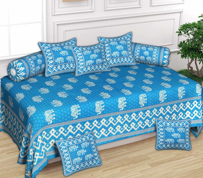 SkyKross Cotton Animal Diwan Set(Blue)