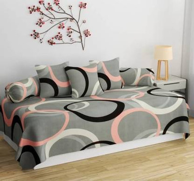 AJ fab Cotton Geometric Diwan Set(Grey)
