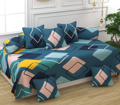 Hetvik home decor Polycotton Abstract Diwan Set(Multicolor)