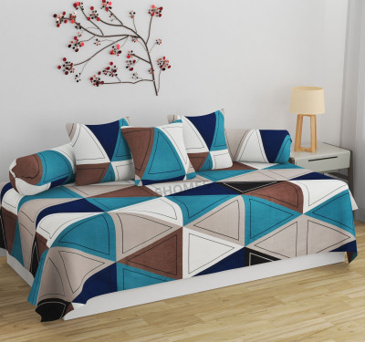 SHOMES Cotton Geometric Diwan Set(Multicolor)