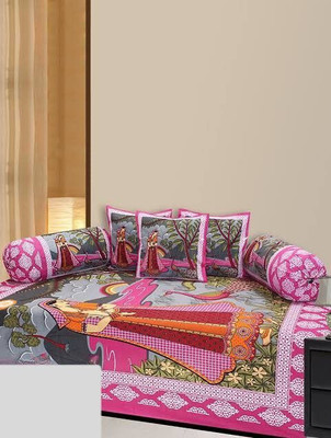 JAYIND Cotton Floral Diwan Set(Multicolor)
