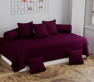 EVAN Cotton Striped Diwan Set(Purple)