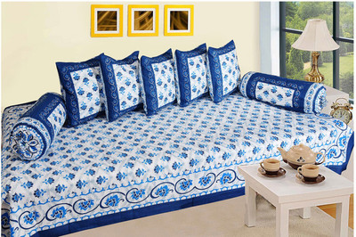 SkyKross Cotton Floral Diwan Set(Multicolor)