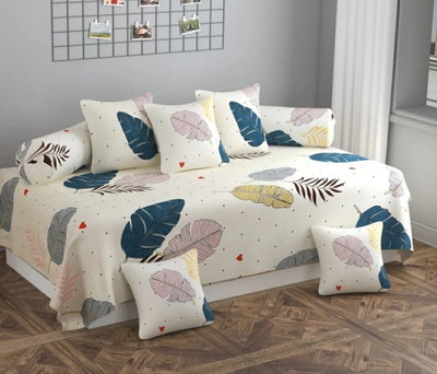 Pinkleaf Polycotton Abstract Diwan Set(Beige)
