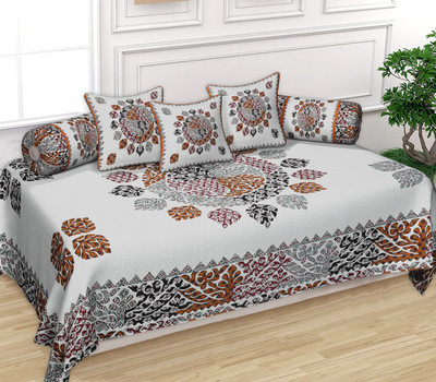 Texstylers Cotton Abstract Diwan Set(Orange)