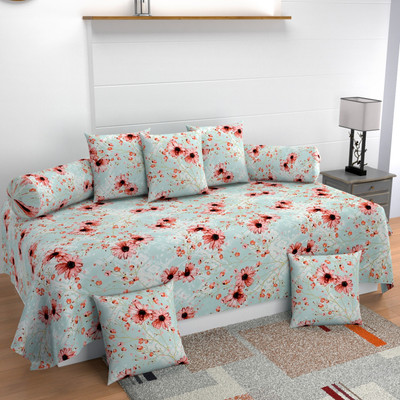 NCS Polycotton Floral Diwan Set(Multicolor)