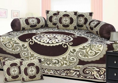 Freshfromloom Chenille Abstract Diwan Set(Brown)