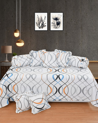 LCF Polycotton Abstract Diwan Set(White)