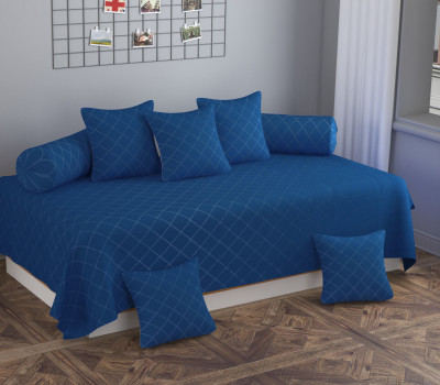 PLANO Cotton Geometric Diwan Set(Blue)