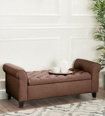 MAJESTIC MART Button-Tufted Storage Ottoman Couch pouffe for Bedroom, Entryway, Living Room Solid Wood Settee(Finish Color -Brown, DIY(Do-It-Yourself))