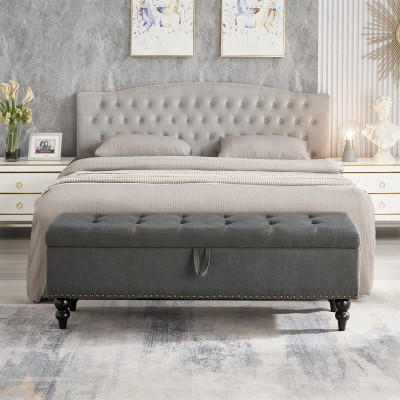 MAJESTIC MART Bed Bench Ottoman with Storage Bench Couch Sofa For Livingroom, Bedroom, Office Solid Wood Diwan(Finish Color -Grey, Pre-assembled)