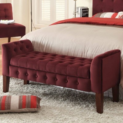 TFS Luxurious Bench settee with Storage Box 2 For Bedroom/Livingroom/Office Solid Wood 2 Seater(Finish Color - Maroon, Pre-assembled)