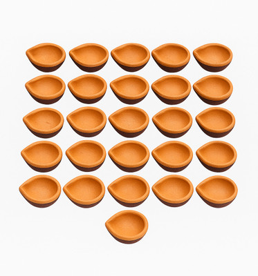 Debayanti Collection Handmade Earthen Clay DIYA/Terracotta Decorative Diwali Diya/Oil Lamps Puja Diya Earthenware (Pack of 21) Table Diya Set(Height: 2 inch)