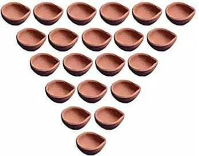 Rakomari Store Pottery, Terracotta (Pack of 21) Table Diya Set(Height: 1 inch)