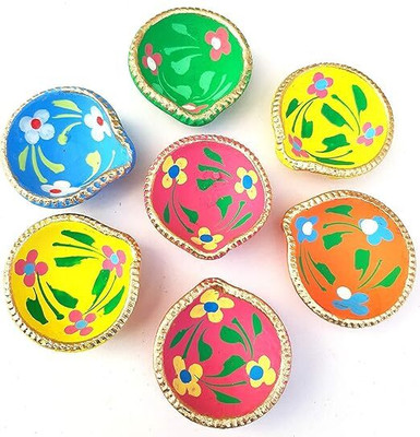 shriyam craft clay diya Terracotta (Pack of 7) Table Diya(Height: 1 inch)