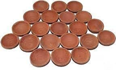 SINAL Pack of 11 Diwali Mitti Handmade Earthen Clay Big Size Diya (DY6) Earthenware (Pack of 11) Table Diya(Height: 2 inch)