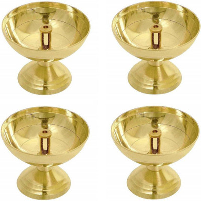 PUCHCHI Brass (Pack of 4) Table Diya Set(Height: 4 inch)