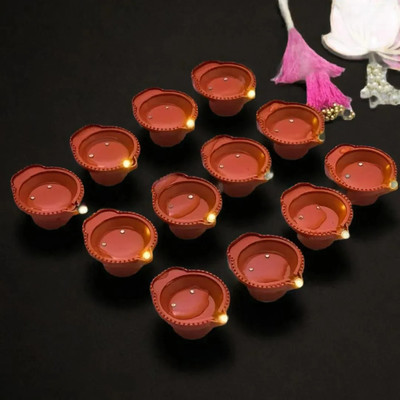 3BAAN A72Water Sensor Diya for Home Decoration Electric Flameless & Diya Lights Plastic (Pack of 12) Table Diya Set(Height: 4 inch)